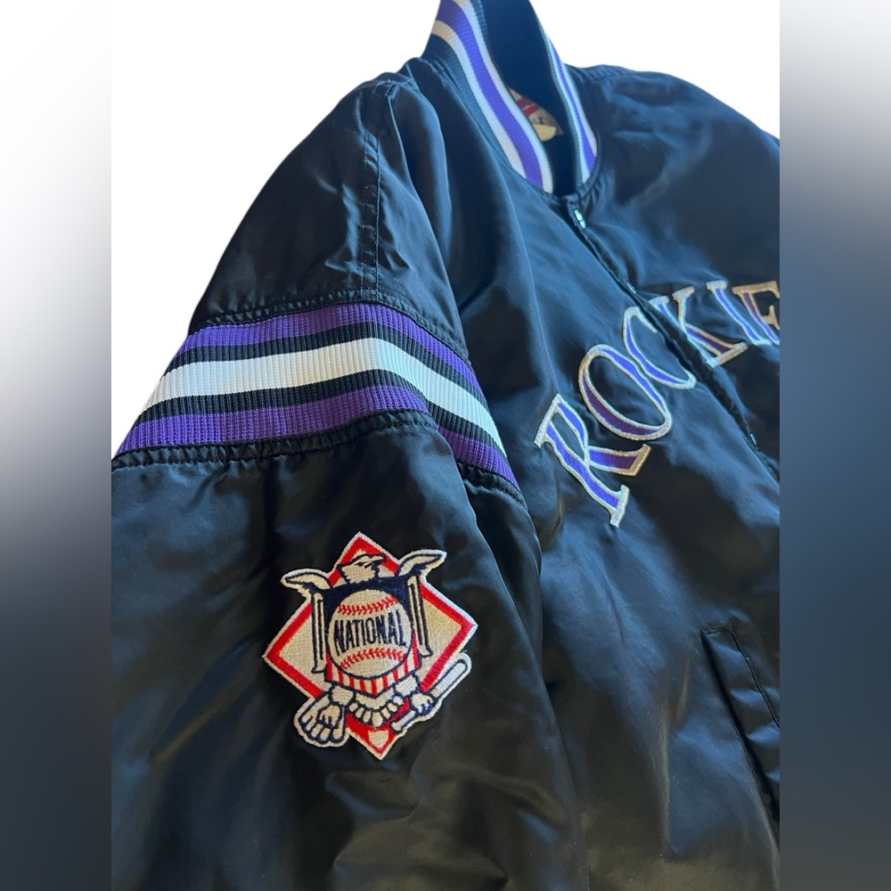 VTG 90s MLB Colorado Rockies Starter Diamond Collection Satin Jacket Korea Mint - Picture 5 of 14